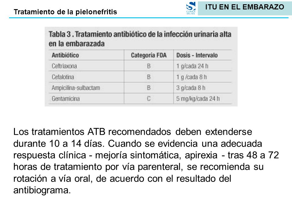 pielonefritis en el embarazo tratamiento
